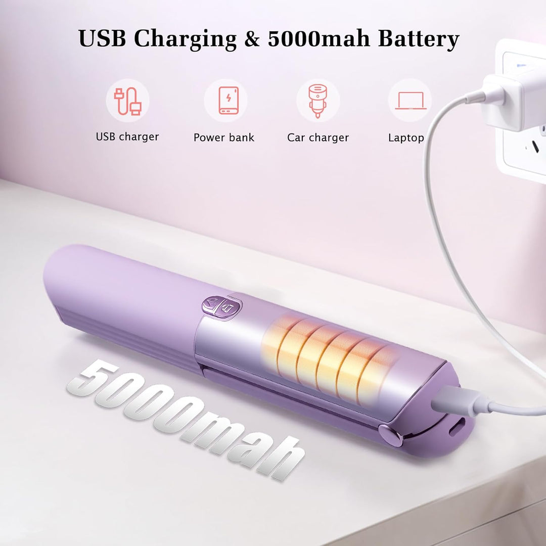 3-in-1 Kabelloser Glätteisen und Lockenstab, Mini-Glätteisen mit 5000-mAh-Akku für lange Laufzeit, m