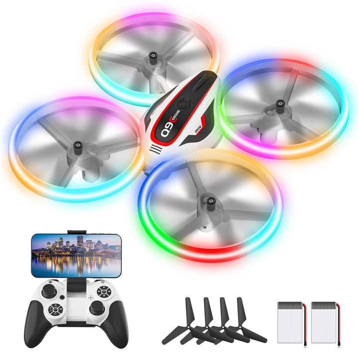 Drohne mit Kamera HD für Kinder, Mini Drone mit Bunte LED Lichter, RC Quadrocopter mit Kopflos Modus