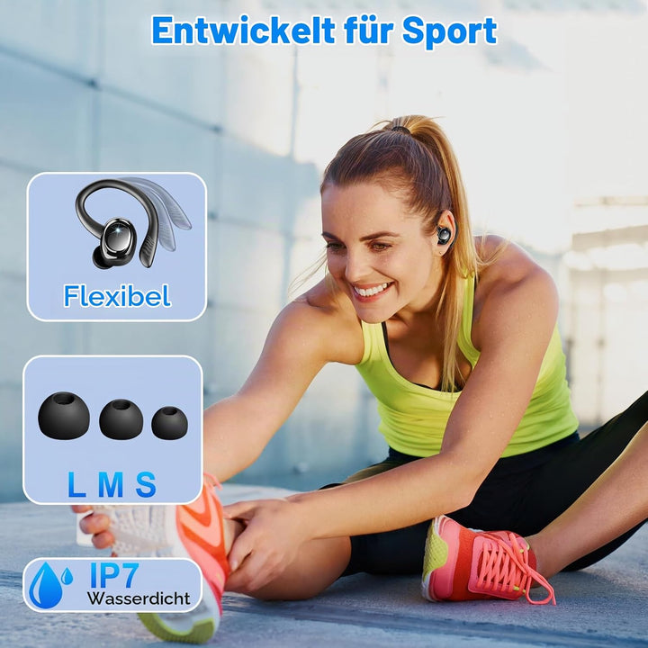 Bluetooth 5.4 Kopfhörer Sport, 2026 In Ear Kopfhörer Kabellos Bluetooth | 50H Noise Cancelling Ear b