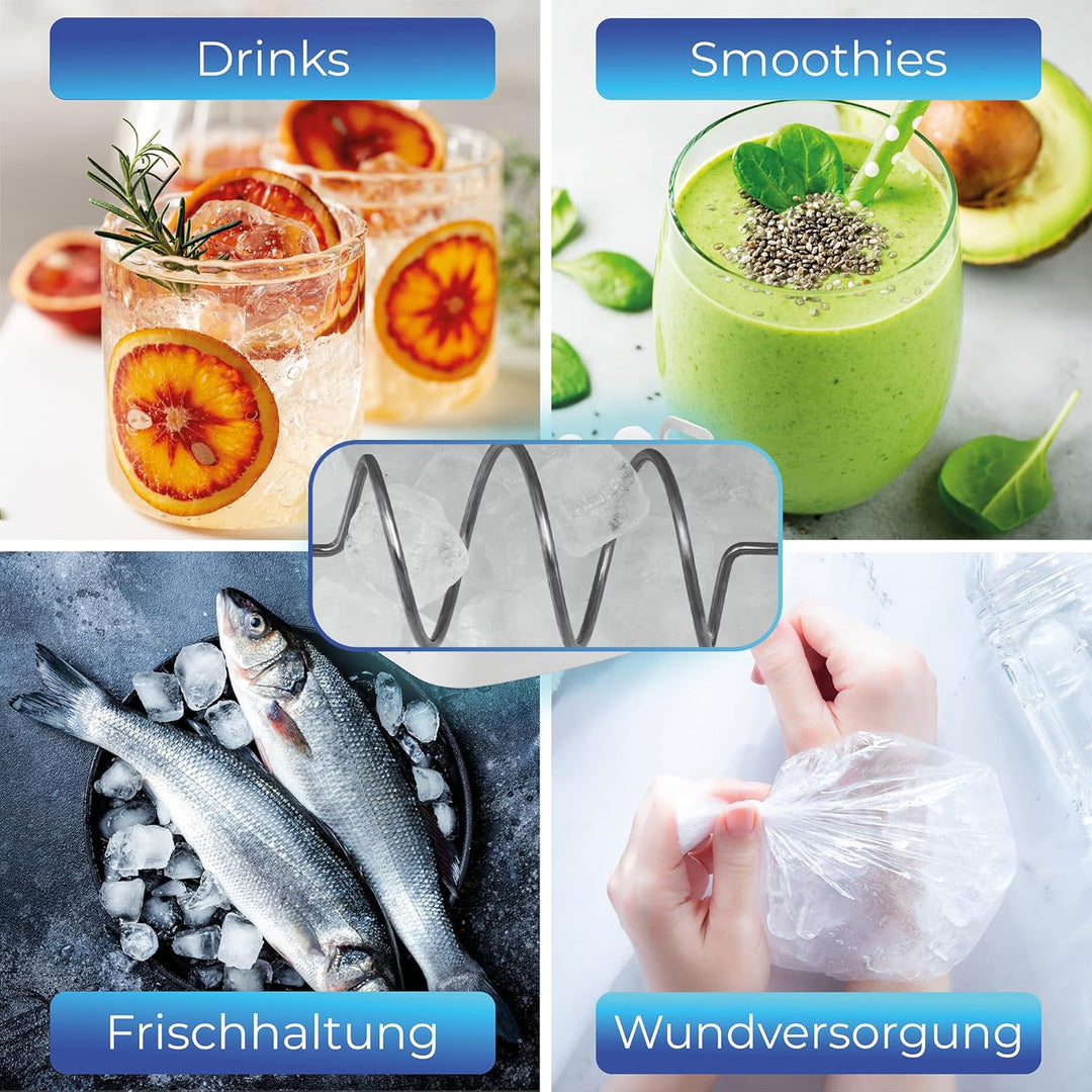 KLAMER 3-in-1 Eiswürfelmaschine, Crushed Ice & Eiswasser, 18–20 kg/24h, Kugeleis 12 Stück in 7 Min,