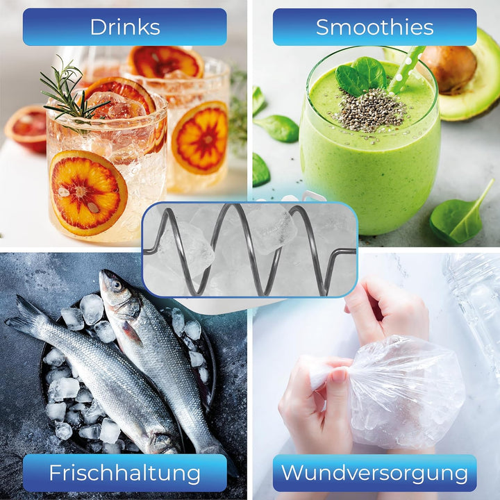 KLAMER 3-in-1 Eiswürfelmaschine, Crushed Ice & Eiswasser, 18–20 kg/24h, Kugeleis 12 Stück in 7 Min,