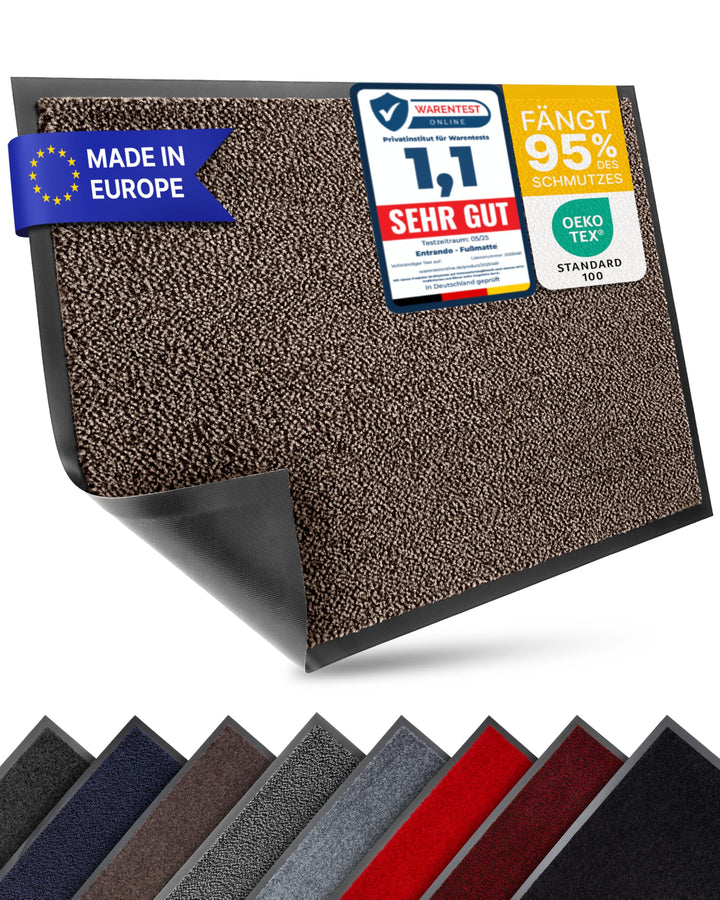 Entrando Fussmatte 60x90 cm - Schmutzfangmatte innen aussen, Braun Schwarz | Türmatte und Fussabtret