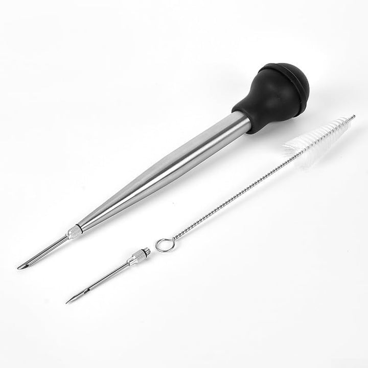 Edelstahl Truthahn Baster Baster Spritze zum Kochen Fleisch Injektor Set mit 2 Marinade Nadeln 1 Rei