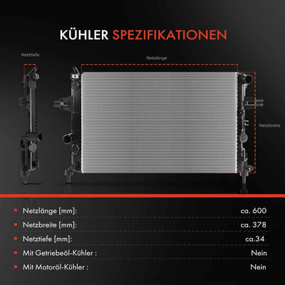 Frankberg Kühler Wasserkühler Motorkühler Schaltgetriebe Kompatibel mit Astra G Cabriolet F67 1.6L 2