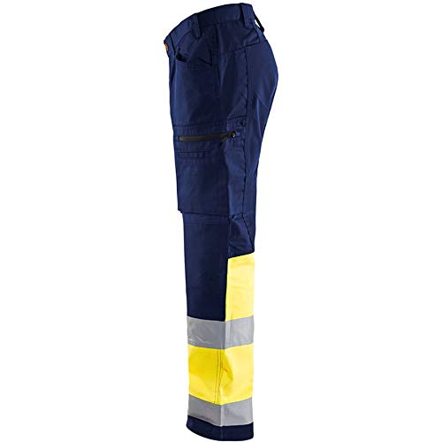 Blaklader 15511811 Hochsichtige Hose mit Stretch, Marineblau/Gelb, grootte D88, D88