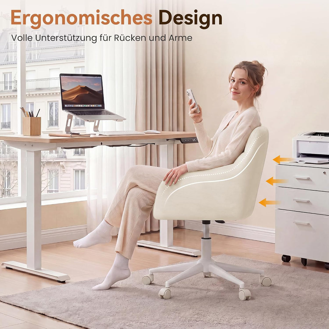 YOUDENOVA Schreibtischstuhl, Drehstuhl mit Rollen, Schminkstuhl Höhenverstellbar, Homeoffice Stuhl,