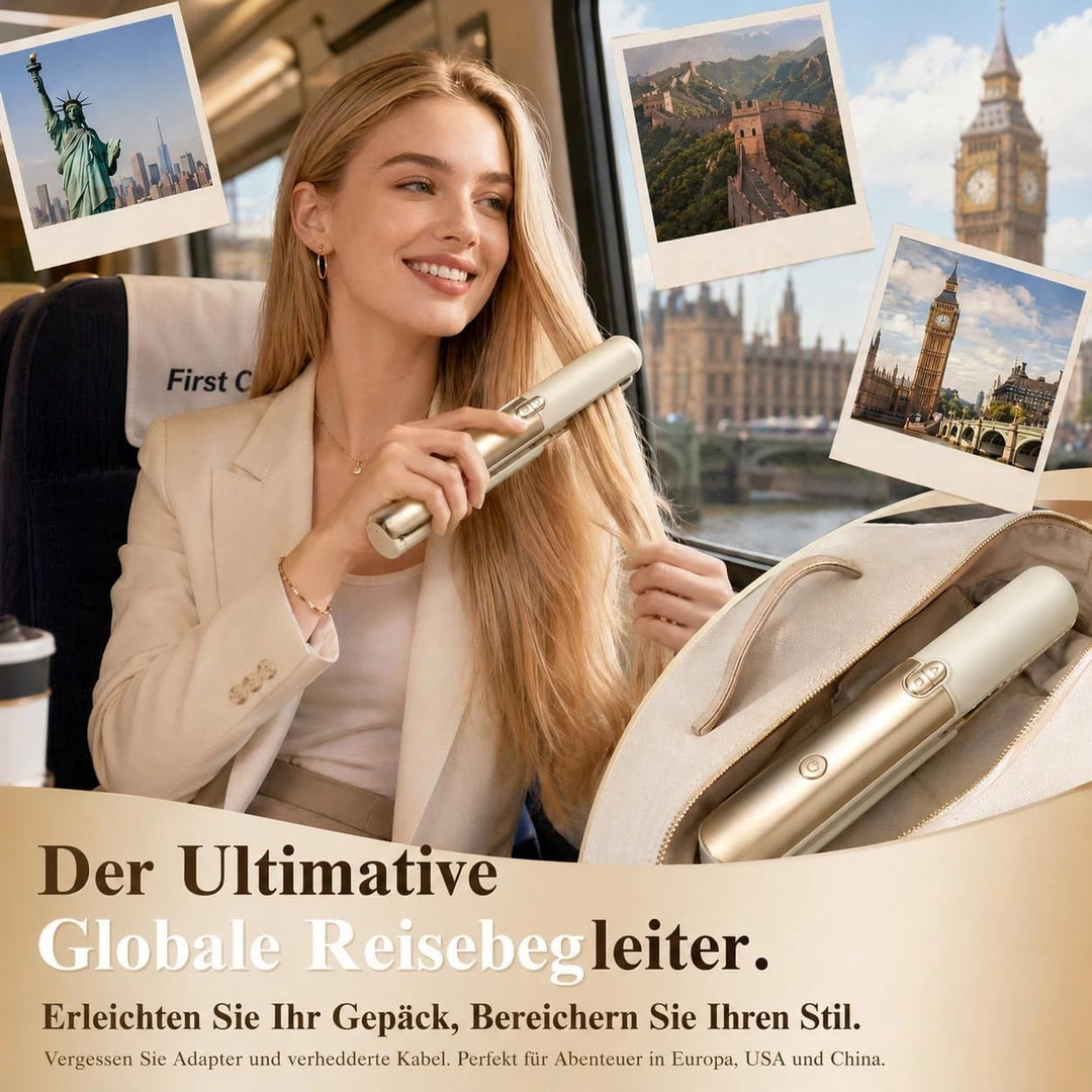 Glätteisen Mini Kabellos 5000mAh Akku, 2 in 1 Glätteisen Locken und Glätten | Reiseglätteisen Mini f