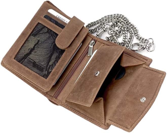orso Bruno original Herren Geldbörse braun mit Kette im hochwertigen Leder Hochformat Büffelleder Bi