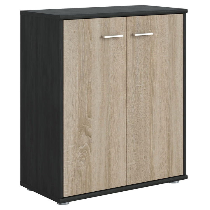 CARO-Möbel Kommode Sideboard Schrank Tommy Esche grau/Sonoma Eiche, Anrichte mit 2 Türen inklusive E