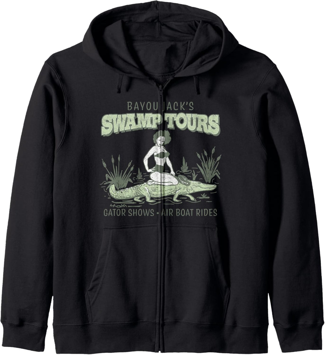Retro-Pin-Up-Girl Louisiana Swamp tourt durch Vintage Kapuzenjacke