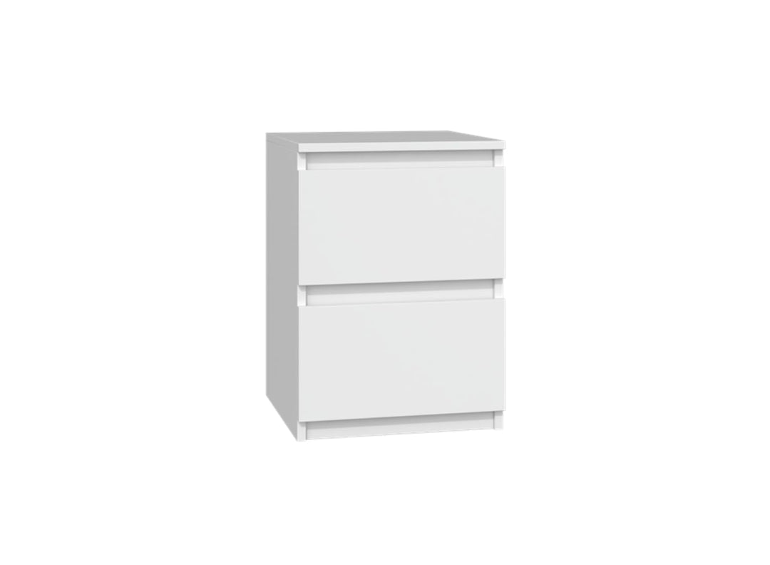 VBChome Nachttisch 30 x 30 x 40 cm Weiss Matt Nachttisch mit 2 Schubladen für das Schlafzimmer Griff