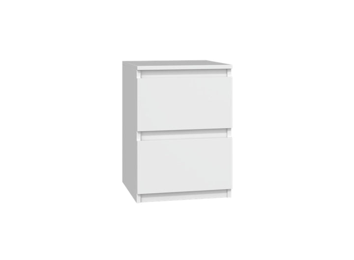 VBChome Nachttisch 30 x 30 x 40 cm Weiss Matt Nachttisch mit 2 Schubladen für das Schlafzimmer Griff