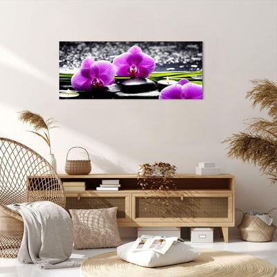 Panorama Bilder auf Leinwand 100x40cm Leinwandbild Orchidee Natur Wasser Blume Gross Wanddeko Bild S