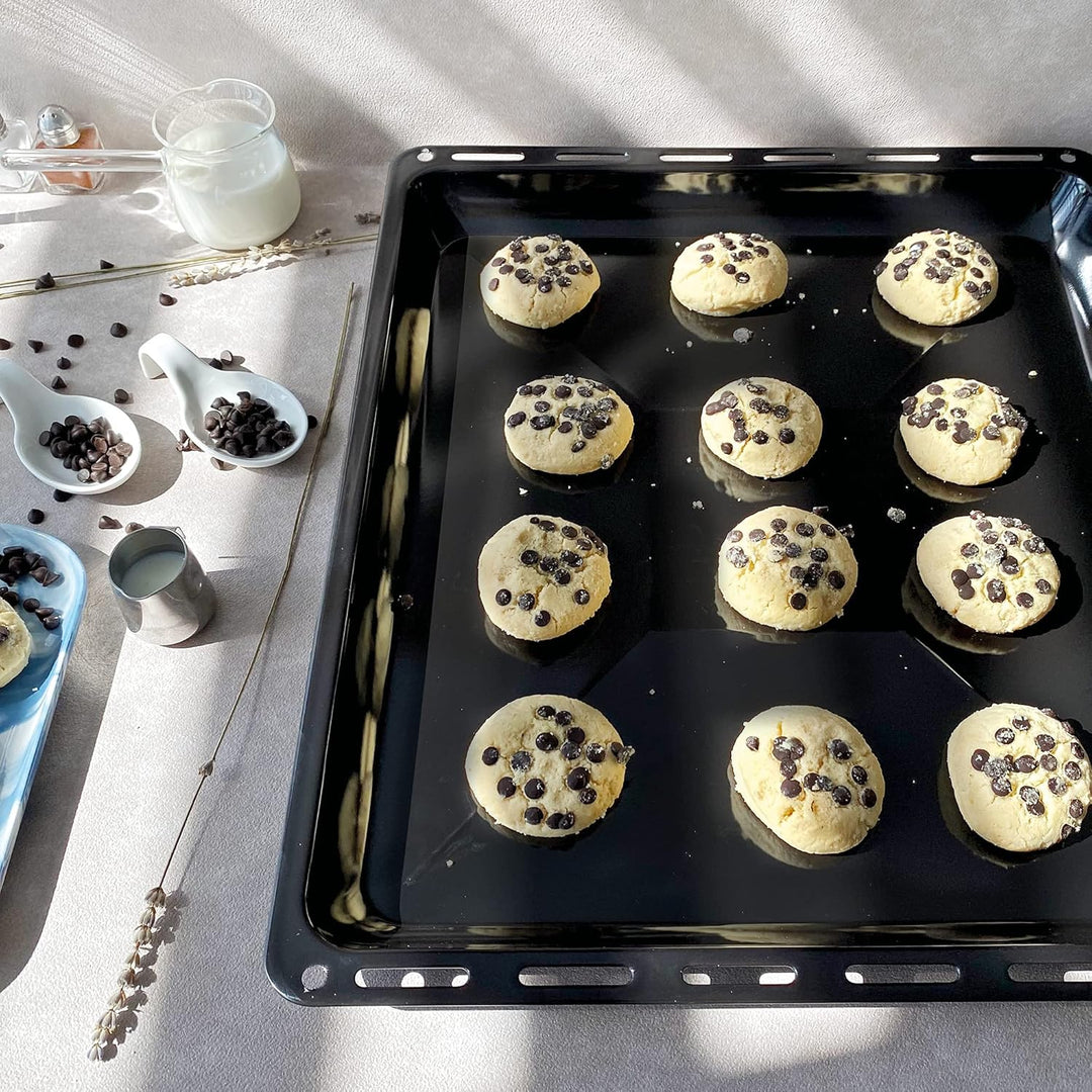 ICQN Backblech 422 x 370 x 30 mm Set, Emailliert Fettpfanne für Backofen und Herd, Passend für ELECT