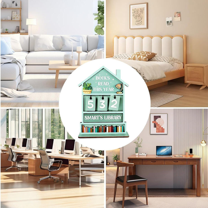 Books Read This Year Sign, Wooden Books Read This Year Counter, Rustic House Shaped Book Tracker for