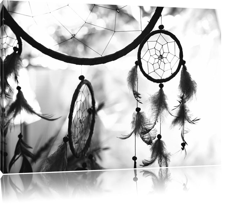 Pixxprint Traumfänger B&W als Leinwandbild/Grösse: 100x70 / Wandbild/Kunstdruck/fertig bespannt, 100