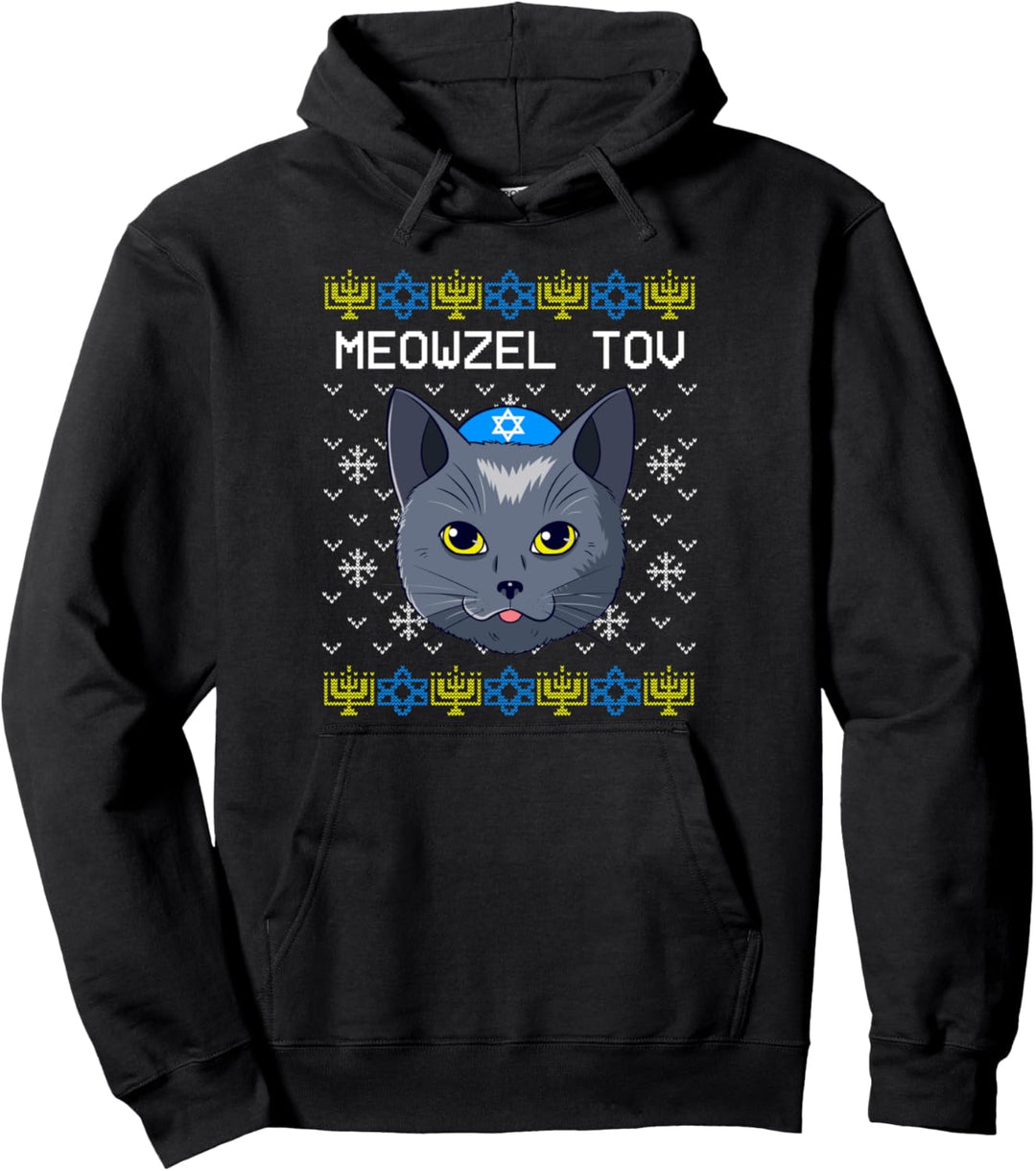 Meowzel Tov Hässliche Chanukka Katze Chanukah Jüdische Pullover Hoodie