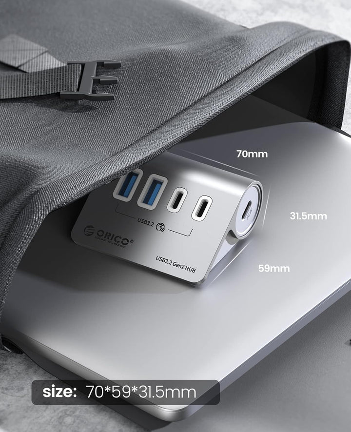 ORICO USB Hub, USB 3.2 Gen 1 Verteiler mit 2 USB-A Port und 2 USB-C Port, Aliuminum USB Splitter mit