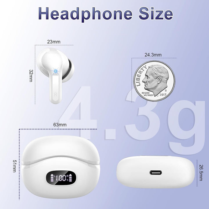 Bluetooth Kopfhörer, Kopfhörer Kabellos Bluetooth 5.4, 50Std Bass HiFi-Stereo, ENC Noise Cancelling