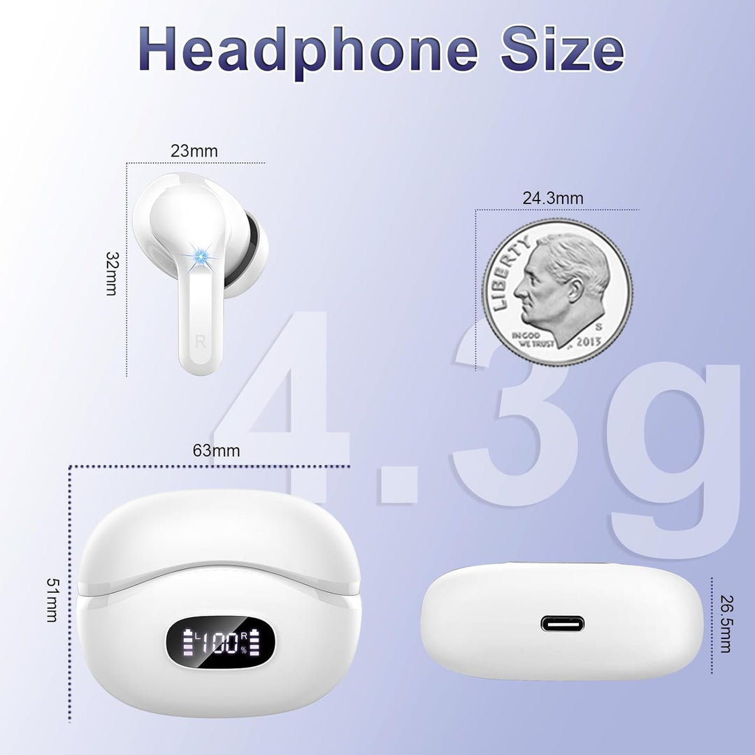 Bluetooth Kopfhörer, Kopfhörer Kabellos Bluetooth 5.4, 50Std Bass HiFi-Stereo, ENC Noise Cancelling