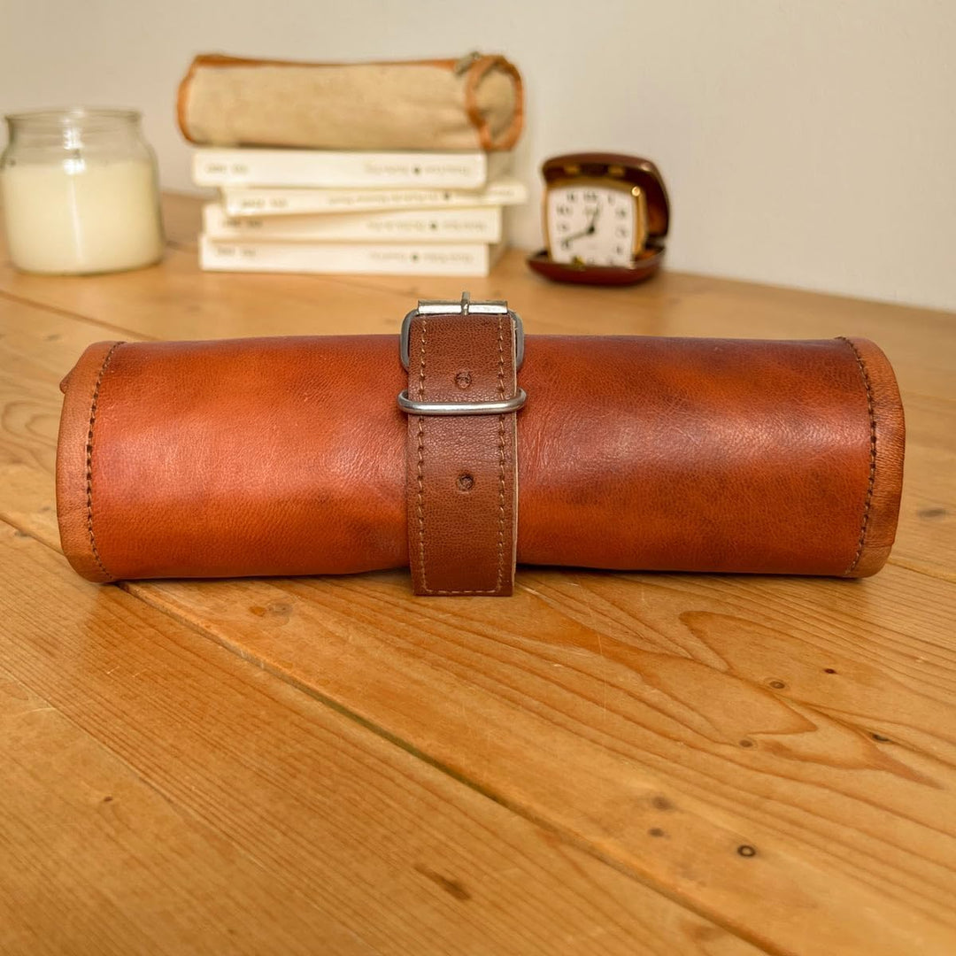 Gusti Federtasche Leder - Robbie Damen und Herren Stifterolle Federtasche Schlamperrolle Stifteetui