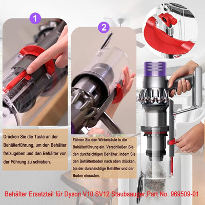 Fictezlove Ersatzteile Staubbehälter für Dyson V10 SV12 Behälter Zubehör Staubsauger, Mülleimer Stau