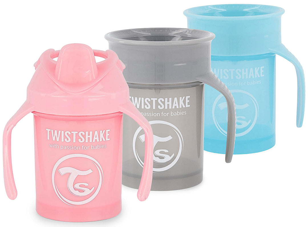 Twistshake Trinkbecher-Set - 3-teilig | 2x Becher 360-1x Minibecher | Auslaufsicherer Kinderbecher |