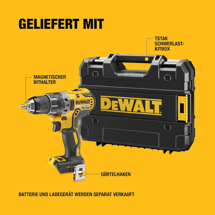 Dewalt 18 Volt 2-Gang Akku Bohrschrauber DCD791NT (kraftvolles 2-Gang Vollmetall-Getriebe, bürstenlo