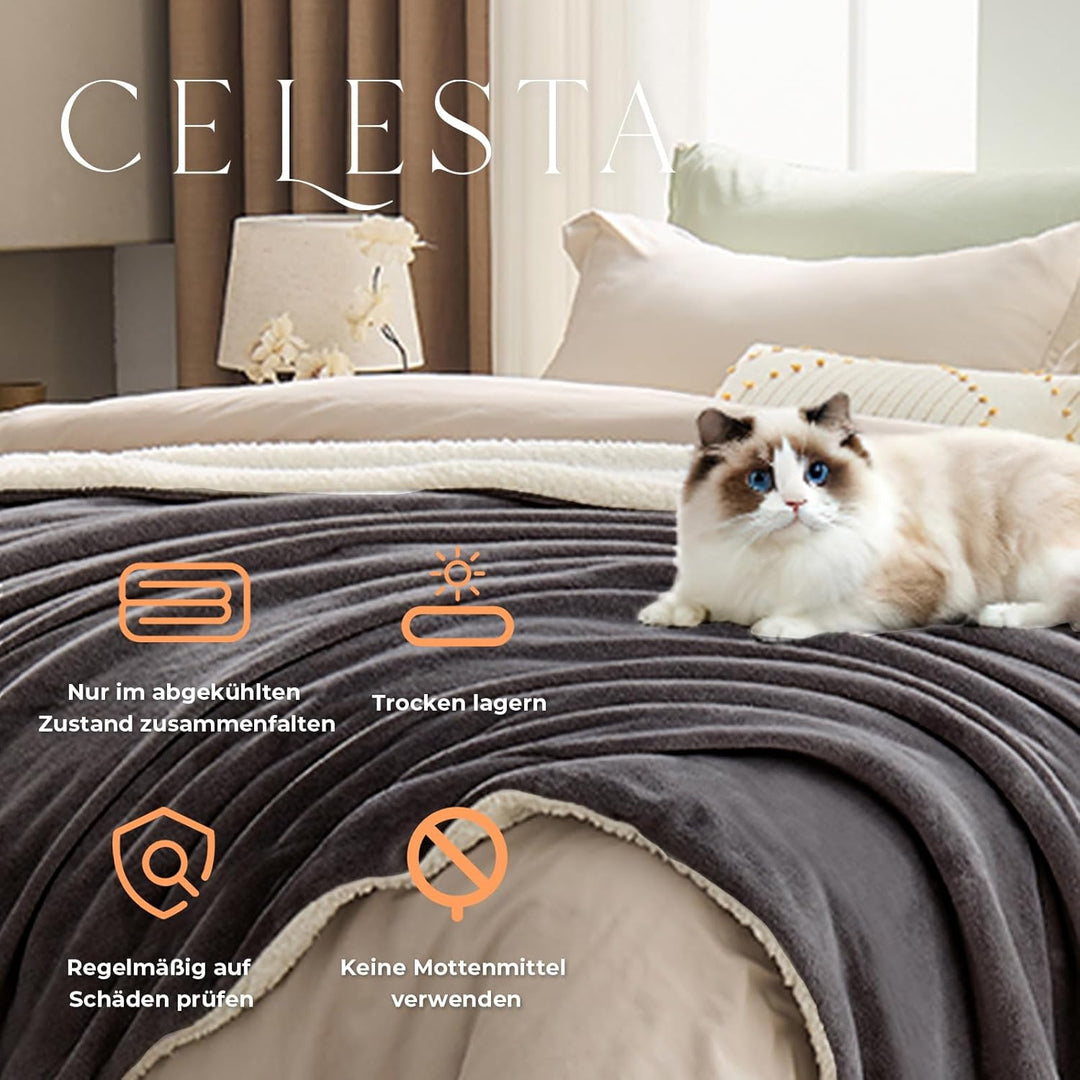 CELESTA Wärmedecke Heizdecke mit Abschaltautomatik, Heizdecke 160x120, 9 Heizstufen 1-9H Timer Auto-