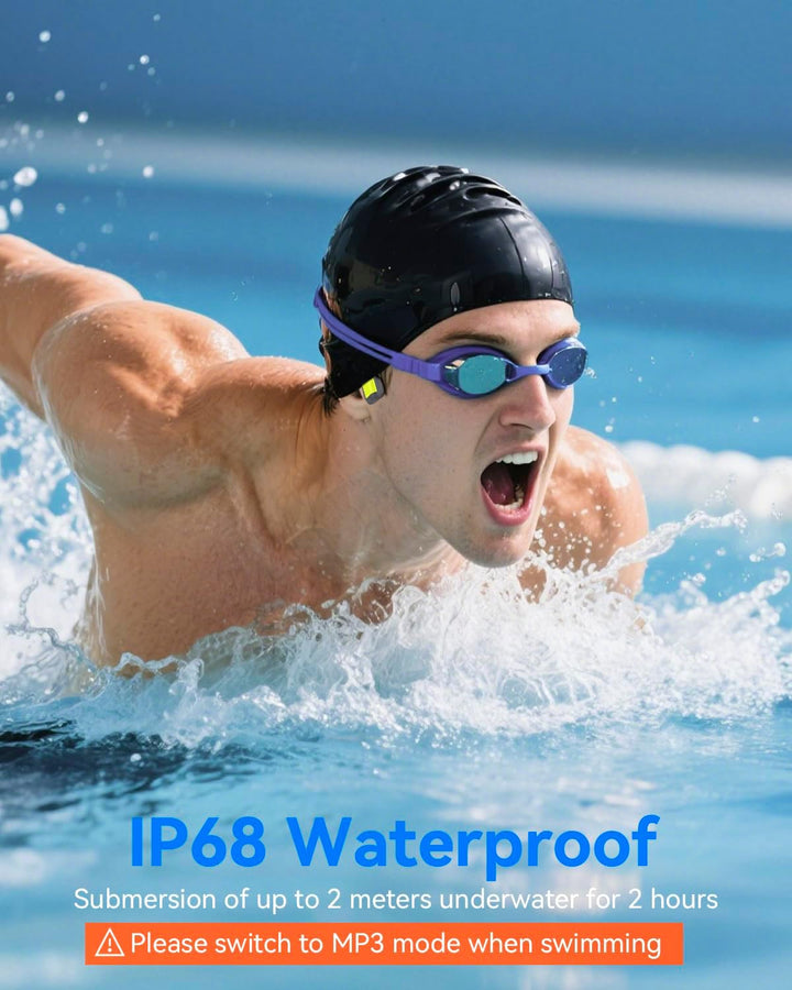 MONODEAL Knochenschall Kopfhörer Schwimmen Bluetooth 5.4 IP68 Unterwasser 8G MP3 Open Ear Sport-Kopf
