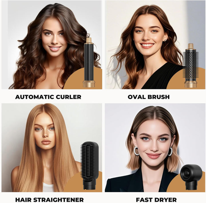 5-in-1 Warm Air Brush & Hairstyler Set, Multifunktions Haarstyler für Locken, Glätten & Volumen, LED