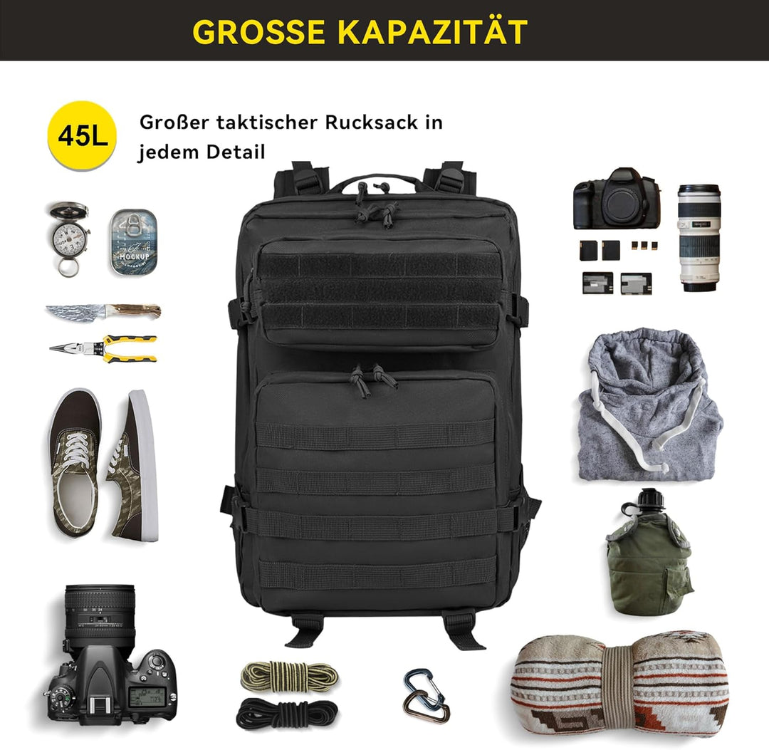 Zavothy 35/45L Militär Rucksack Herren Damen, Taktischer Rucksack, Trekkingrucksacke Rucksäck Outdoo