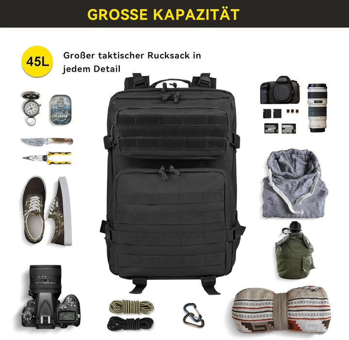 Zavothy 35/45L Militär Rucksack Herren Damen, Taktischer Rucksack, Trekkingrucksacke Rucksäck Outdoo