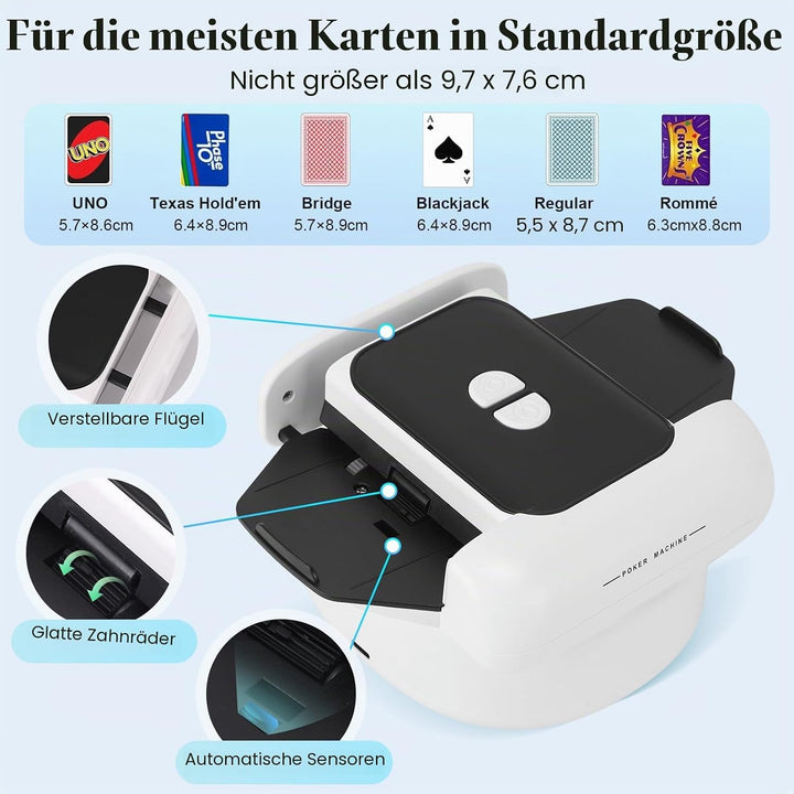 Kartenmischer Elektrisch Kartenmischmaschine Mischmaschine Karten + Pokerkarten Mischgerät Kartenmis