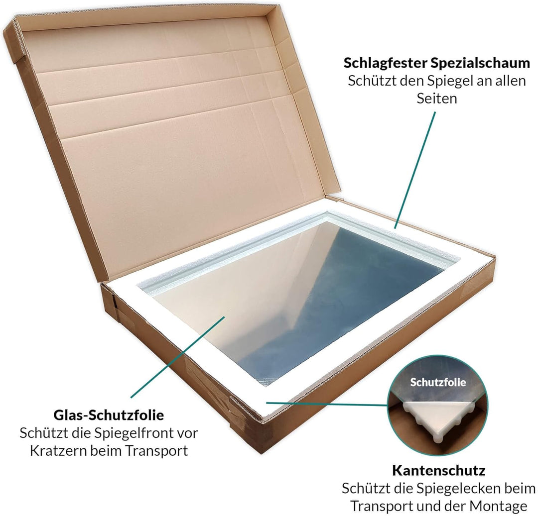 LED Badspiegel Badezimmerspiegel Wandspiegel Bad Spiegel - 3000K Warmweiss 50 cm Breit x 70 cm Hoch