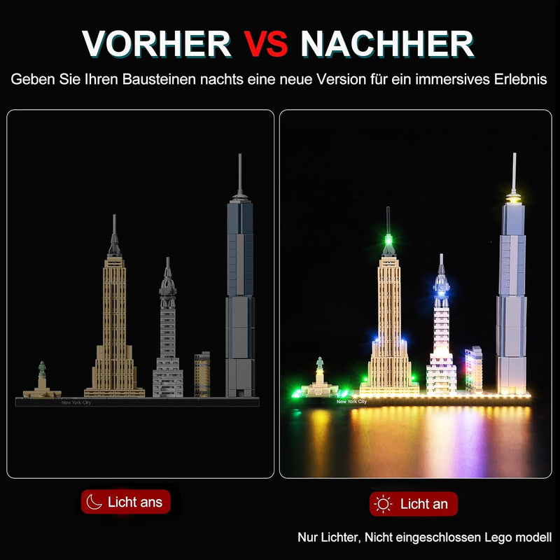 cooldac LED Beleuchtungskit für Lego 21028 Architecture New York City Skyline, Led Licht Kompatibel