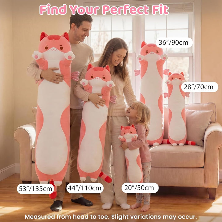 Mewaii 50CM Kuscheltier Kawaii Katzen Plüschkissen Stofftiere Lang Kätzchen Plüschtier Ausgestopftes