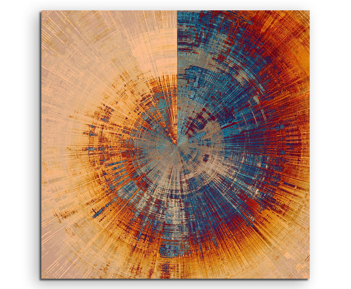 Wandbild 90x90cm Vintage Gemälde eines Baum Querschnitts auf Leinwand für Wohnzimmer, Büro, Schlafzi
