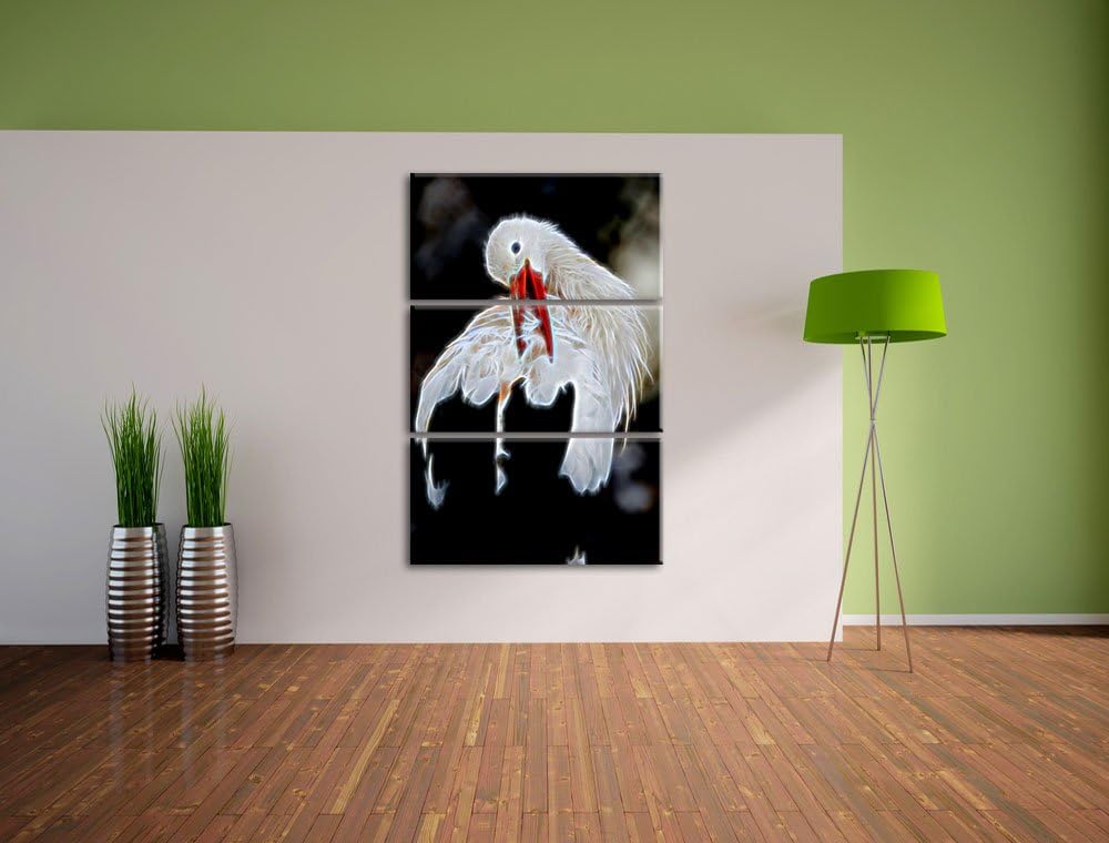 Dark Storch putzt sich Spezial 3-Teiler Leinwandbild 120x80 Bild auf Leinwand, XXL riesige Bilder fe