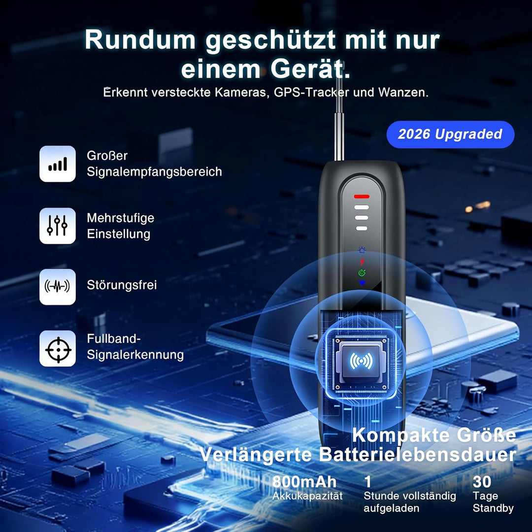 Wanzen Detektor,Versteckte Kamera Detektor mit Dual-Sensor und LED Anzeige,RF Wireless GPS Tracker F