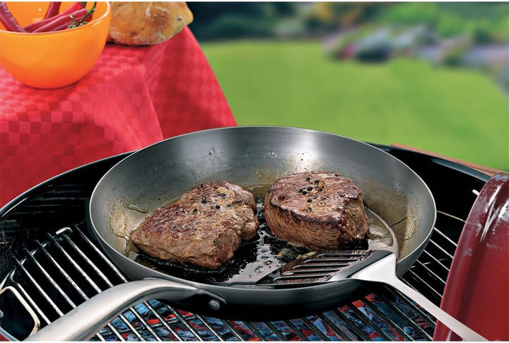 kela Bratpfanne Ferrum 24cm mit Edelstahlgriff, Gusseisen, Silber, 24 cm