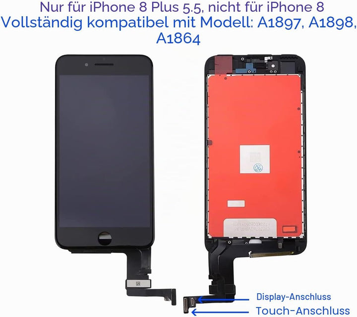 GOLDWANGWANG Display für iPhone 8 Plus LCD Touch Screen Digitizer Ersatz Bildschirm mit komplett kos