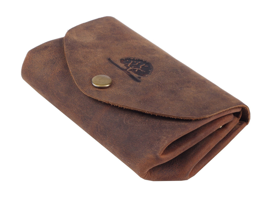 Greenburry Minibörse Leder Geldbörse Braun I Kleiner Geldbeutel Vintage handgefertigt