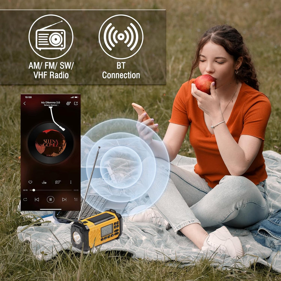 [10,000mAh Akku] Raddy SH-906 Notfallradio, tragbares Solar-Handkurbelradio mit AM/FM/SW/VHF, Tasche