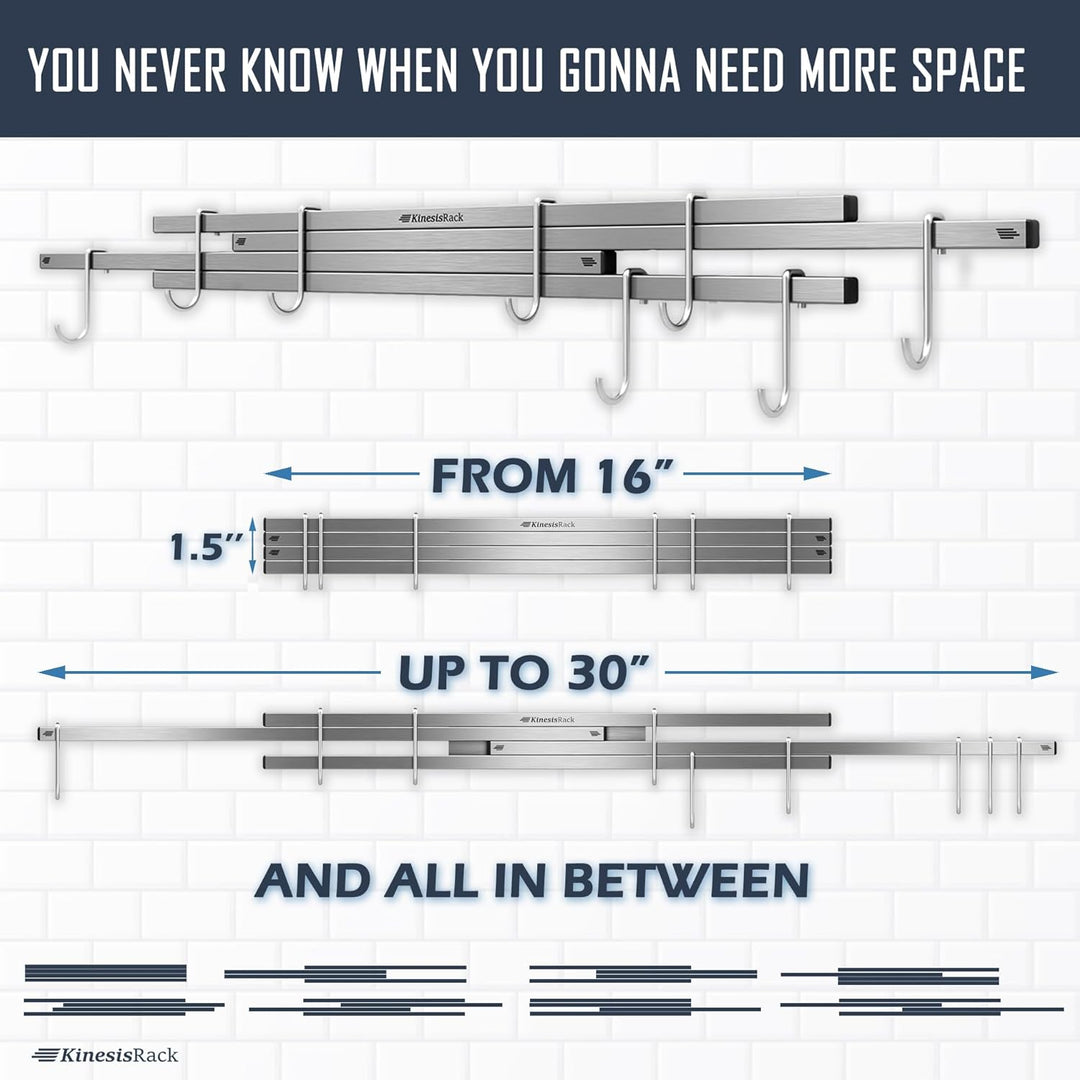 Magnetischer Messerhalter für die Wand, 40,6 cm bis 76,2 cm, ausziehbar, Messer-Magnetstreifenregal