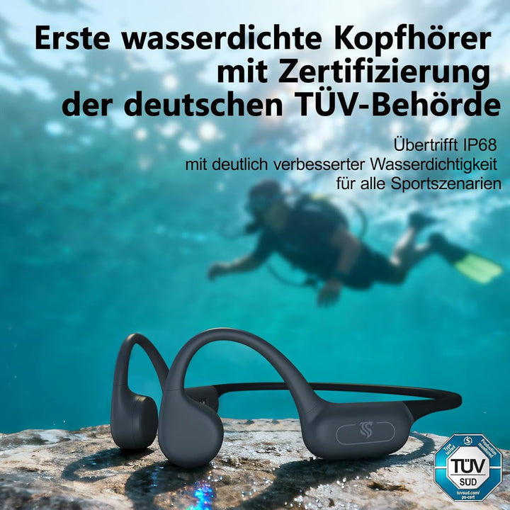 Kopfhörer Schwimmen – Knochenschall Kopfhörer Bluetooth 5.4, IPX8 Wasserdichte Sportkopfhörer mit MP