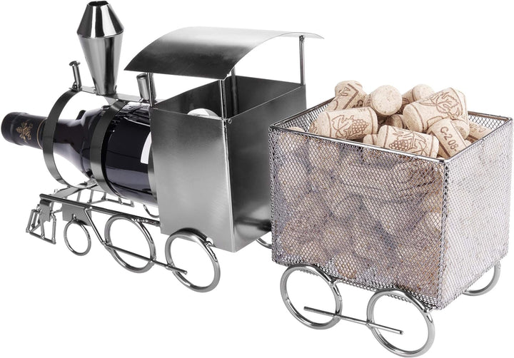 BRUBAKER Weinflaschenhalter Lokomotive - Metall Skulptur Flaschenständer - 42 cm Metallfigur Wein Ge
