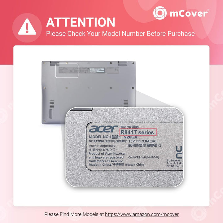 mCover Transparent Hartschalenhülle, nur kompatibel mit Acer Chromebook Enterprise Spin 513 R841T /