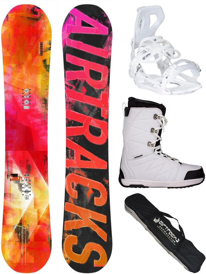 Airtracks Damen Snowboard-Set Morioirs Flat Zero Rocker + Bindung Master W Fastec + Boots + Sb Bag 1