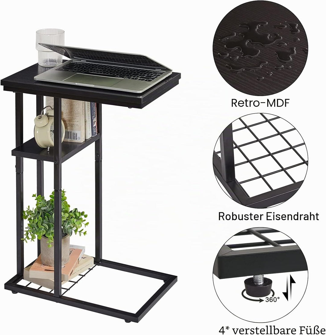 YMYNY Beistelltisch Kaffeetisch C-Form, Eleganter Kleiner Sofatisch, Industrie-Design 2er-Set, Sofat